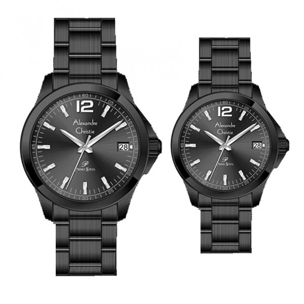 Alexandre Christie AC 1031 Full Black Steel Couple